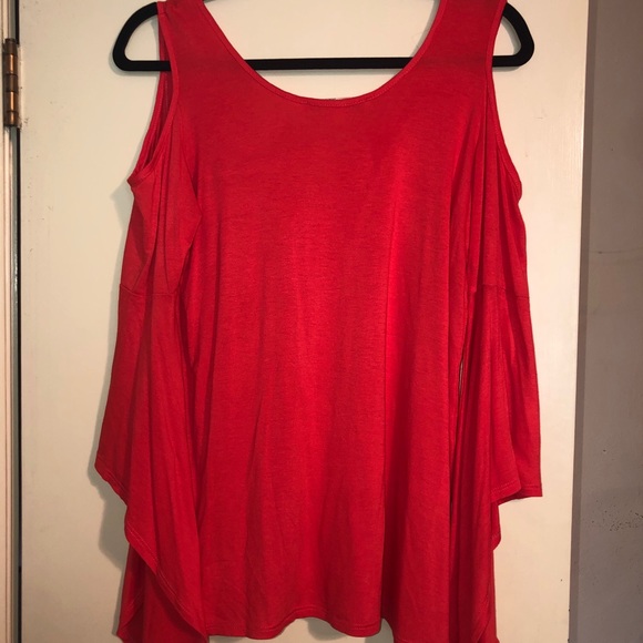 BOSTON PROPER coral cold shoulder, cross detail - Picture 2 of 6